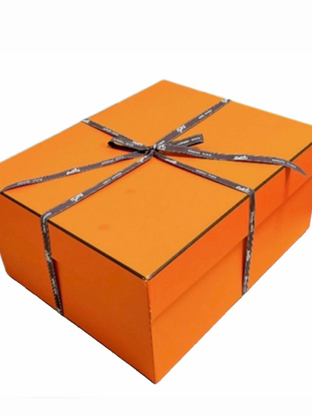 Hermes Orange Gift Box with Brown Ribbon